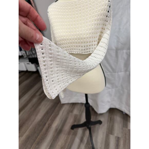 Handmade White Crochet Open Knit Crop Top Cutout Back Festival Boho Small - Picture 7 of 9